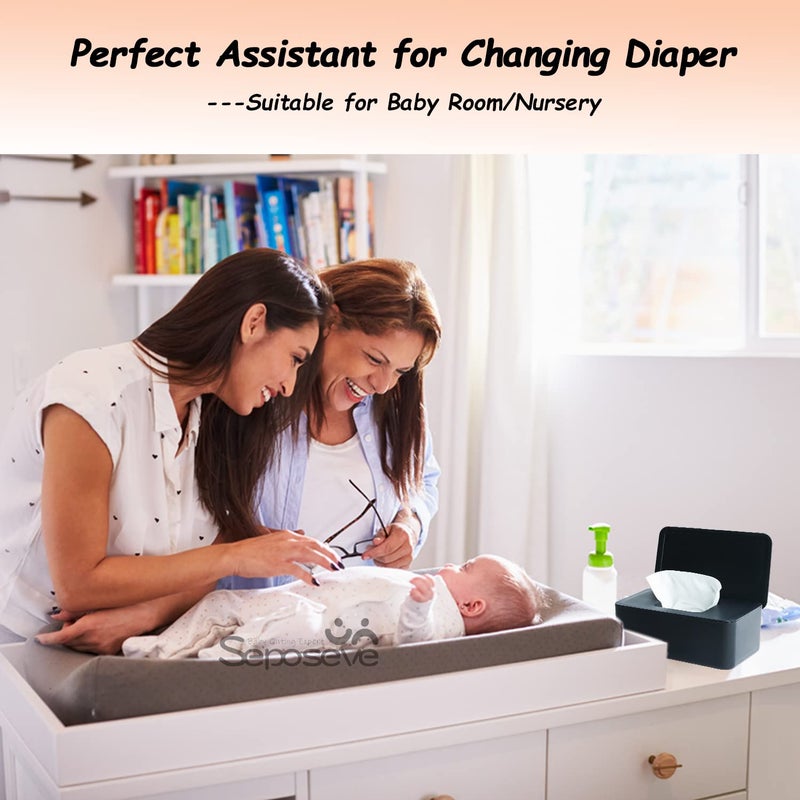 Seposeve 2 Pack Wipes Dispenser, Wipe Holder for Baby & Adult, Refillable Wipe Container, Keeps Wipes Fresh, Far from Dirty Wipes, Easy to Open/Close Wipes Pouch Case. (2 Black) - Image 4